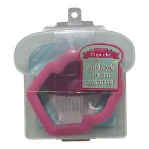 Cupcake Sandwich Cutter Lunch Set by Handstand Kitchen Clear Box Pink Cutter